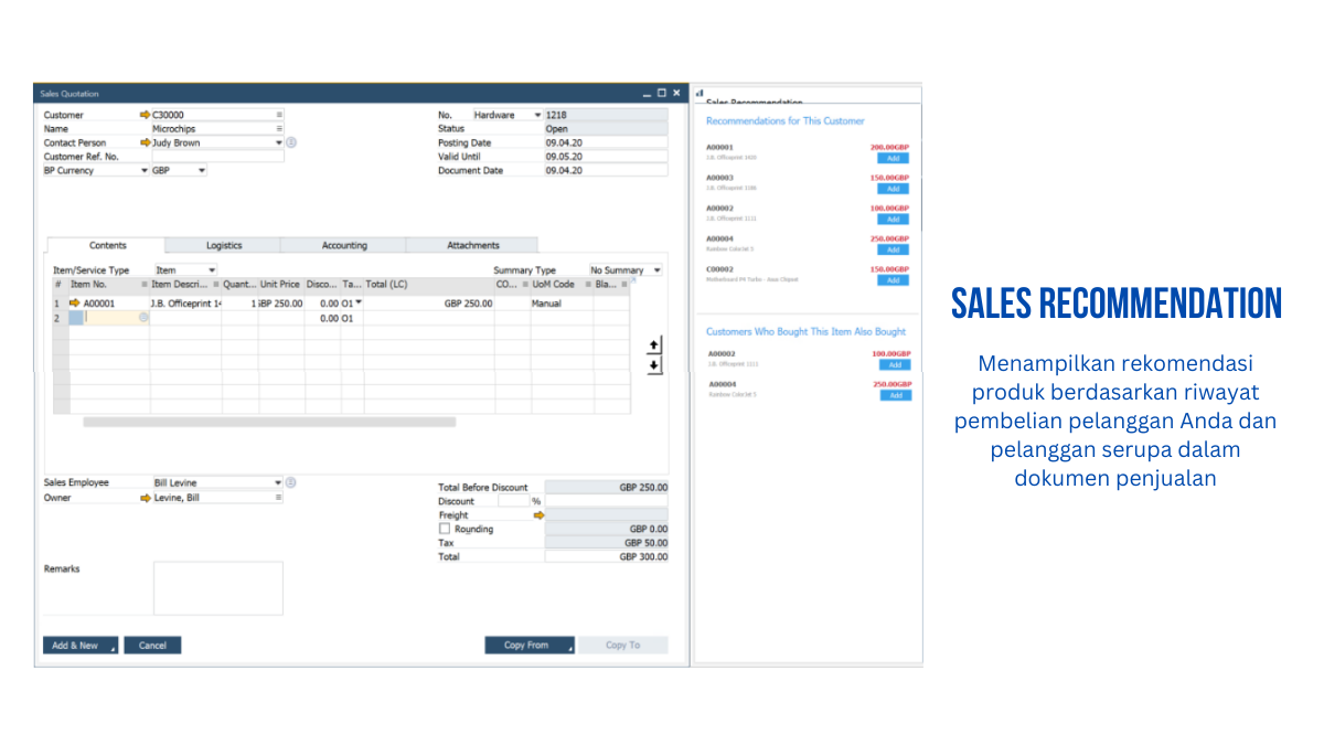 SAPB1 Sales Recommendation 
